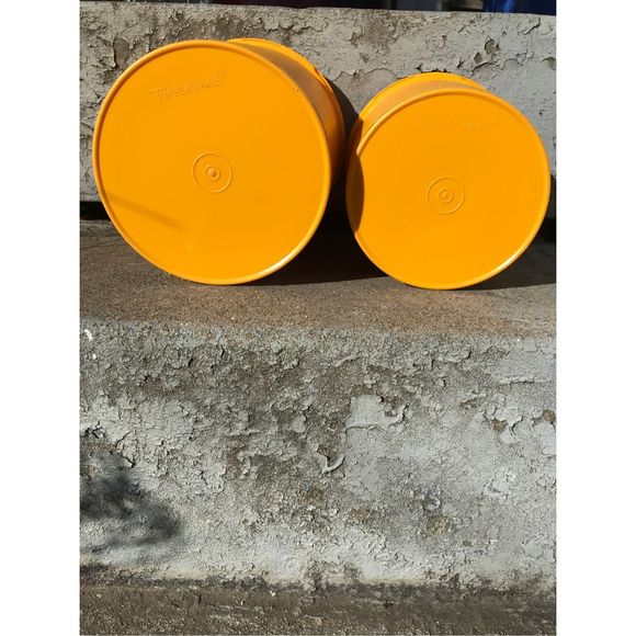 Vintage MCM Tupperware Nesting Canister Set MOD Orange on Orange - Picture 4 of 7